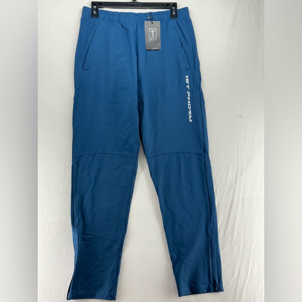 NEW‎ 1st Phorm Blue Tapered Leg Pants Zip Ankle Pockets Logo Mens Size M